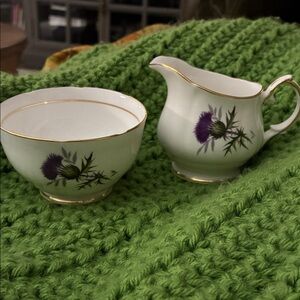 Vintage Duchess Bone China Thistle cream & Sugar Set